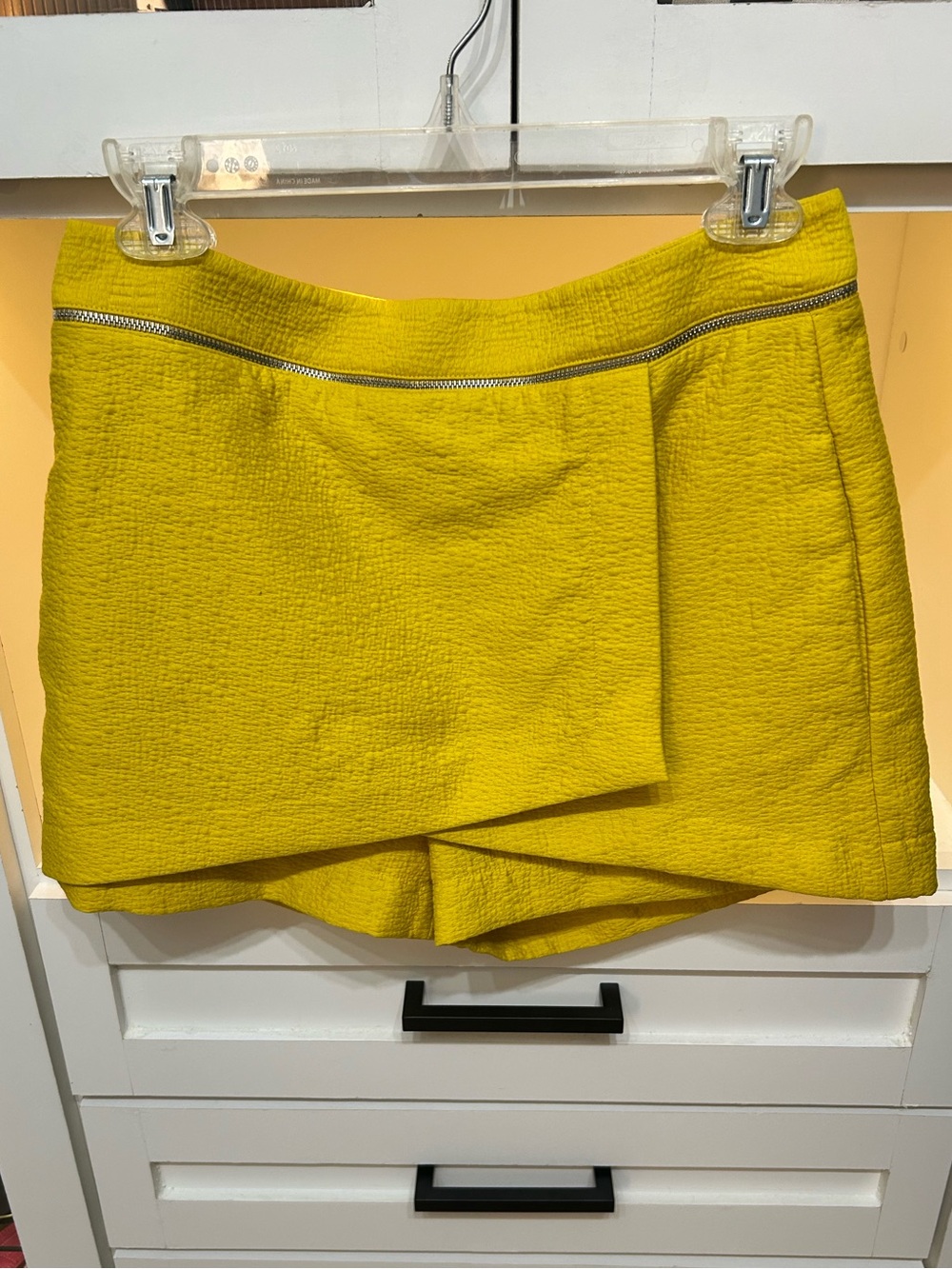 Butter yellow dress shorts with Zip Detail by Robert Rodriguez